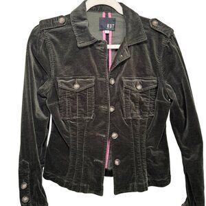 KUT from the Kloth Olive Corduroy Trucker Jacket Size Small | Style KJ46202